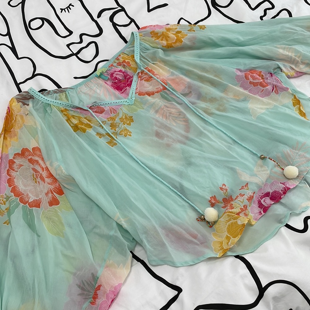 Farm Rio Floral Blouse M - Picture 9 of 12